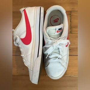 Nike White Sneakers with Pink Swoosh